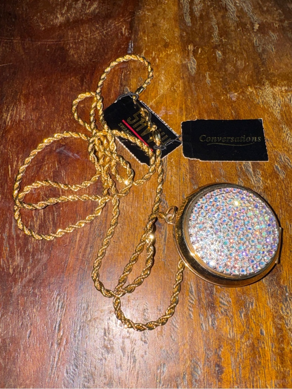 Estée Lauder "Conversations" Swarovski Crystal Lucidity Powder Compact Necklace